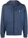 Polo Ralph Lauren Logo-embroidered Zip-up Drawstring Hoodie In Blue