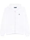 Polo Ralph Lauren Zip-up White Sweater With Classic Hood And Front Pocket In White