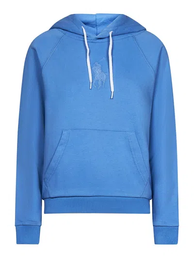 Polo Ralph Lauren Sweatshirt With Maxi Logo Embroidery In Light Blue