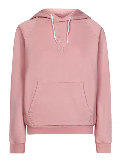 Polo Ralph Lauren Sweatshirt With Maxi Logo Embroidery In Pink