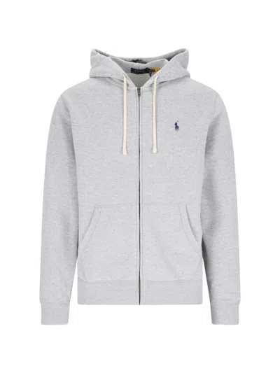 Polo Ralph Lauren Sweatshirt Zip Logo Hoodie In Gray