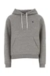 Polo Ralph Lauren Grey Hoodie With Drawstring Hood And Pony Embroidery On The Front In Cotton Blend Woman