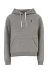 Polo Ralph Lauren Grey Hoodie With Drawstring Hood And Pony Embroidery On The Front In Cotton Blend Woman