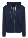 Polo Ralph Lauren Zip-up Hoodie With Drawstring Hood And Kangaroo Pockets In Blue