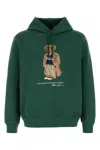 Polo Ralph Lauren Green Hoodie With Drawstring Hood And Logo Print On The Front In Cotton Blend Man In Green