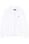 Polo Ralph Lauren Zip-up White Sweater With Classic Hood And Front Pocket In Multi
