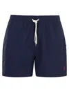 Polo Ralph Lauren Boxer Navy Blue Swim Trunks With Logo In Blu