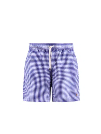 Polo Ralph Lauren Swim Trunks With Vichy Print In Blue
