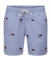 Polo Ralph Lauren Striped Flag-embroidered Swim Shorts In Blue