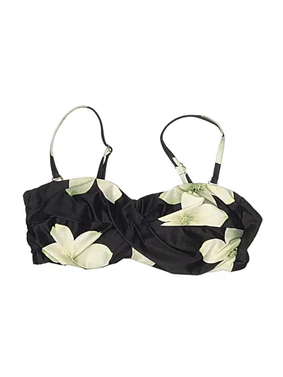 Pre-owned Polo Ralph Lauren Swimsuit Top Black Floral Pattern Swimwear