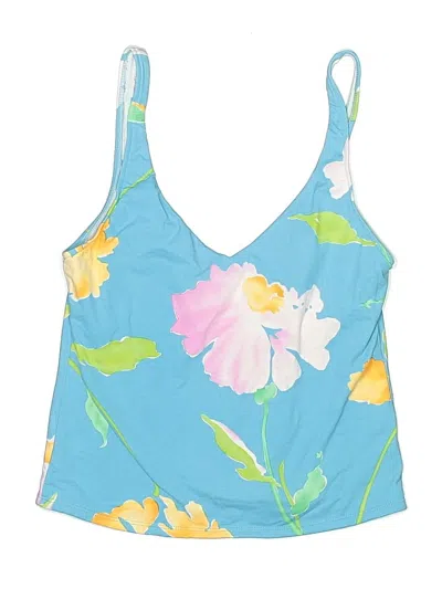 Pre-owned Polo Ralph Lauren Swimsuit Top Blue Floral Pattern Swimwear