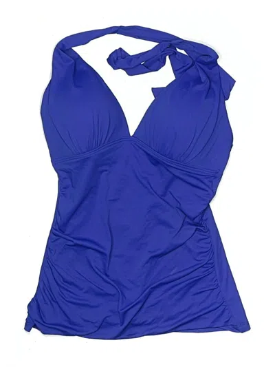 Pre-owned Polo Ralph Lauren Swimsuit Top Blue Solid Pattern Swimwear