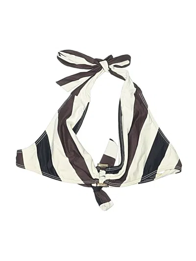 Pre-owned Polo Ralph Lauren Swimsuit Top Brown Stripes Pattern Swimwear