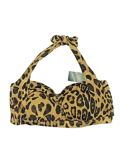 Pre-owned Polo Ralph Lauren Swimsuit Top Gold Animal Print Pattern Swimwear