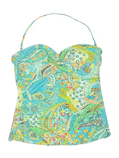 Pre-owned Polo Ralph Lauren Swimsuit Top Green Paisley Pattern Swimwear