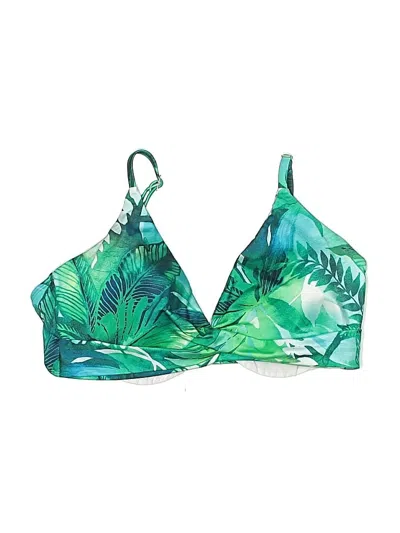 Pre-owned Polo Ralph Lauren Swimsuit Top Green Tropical Pattern Swimwear