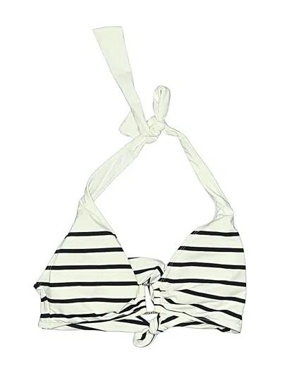 Pre-owned Polo Ralph Lauren Swimsuit Top Ivory Stripes Pattern Swimwear