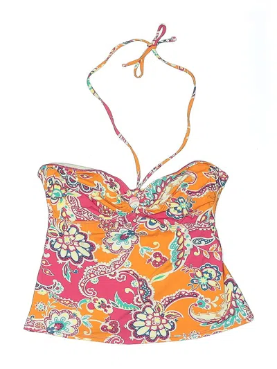 Pre-owned Polo Ralph Lauren Swimsuit Top Orange Paisley Pattern Swimwear