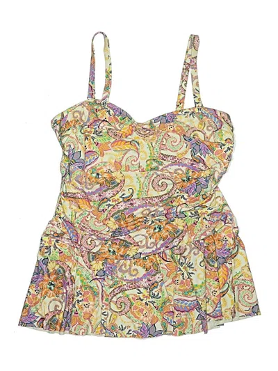 Pre-owned Polo Ralph Lauren Swimsuit Top Orange Paisley Pattern Swimwear