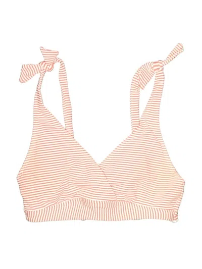 Pre-owned Polo Ralph Lauren Swimsuit Top Orange Stripes Pattern Swimwear