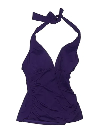 Pre-owned Polo Ralph Lauren Swimsuit Top Purple Solid Pattern Swimwear