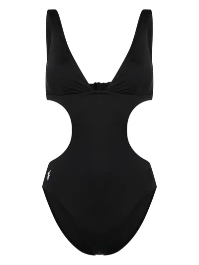 Polo Ralph Lauren Swimsuit With Logo Print In Black