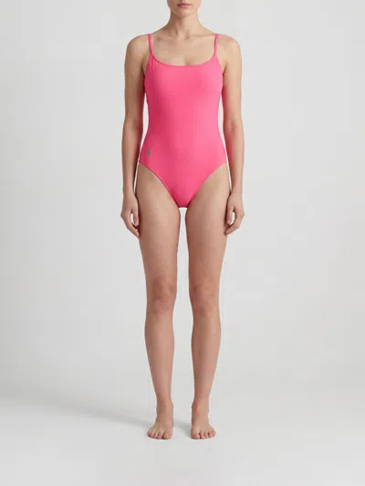 Polo Ralph Lauren Pony Motif Swimsuit In Pink