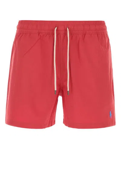 Polo Ralph Lauren Mens Traveller Logo-embroidered Stretch Recycled-polyester Swim Shorts Rl Red Xxl