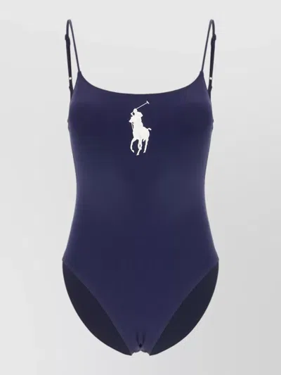 Polo Ralph Lauren Swimwear One Piece Low Back Scoop Neckline In Blue