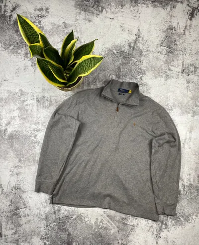 Pre-owned Polo Ralph Lauren T Basic Mini Logo 1/4 Sweatshirt Zip In Grey