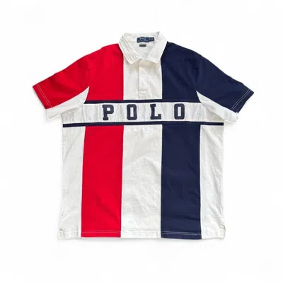 Pre-owned Polo Ralph Lauren T Colorblock Spellout Rugby Shirt In Multi