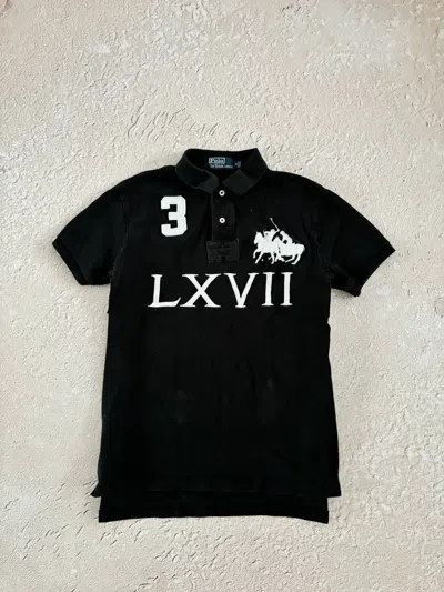 Pre-owned Polo Ralph Lauren T Distressed Faded Polo Rugby In Black