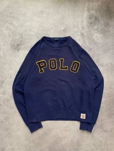 Pre-owned Polo Ralph Lauren T Distressed Faded Sweatshirt In Blue Fade
