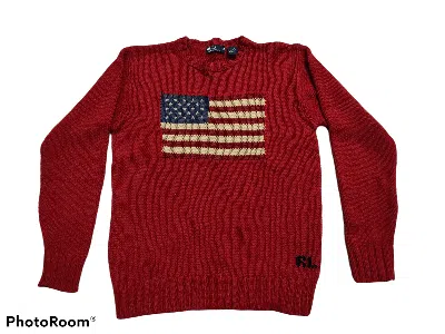 Pre-owned Polo Ralph Lauren T Knitwear American Flag Rl 90's In Red