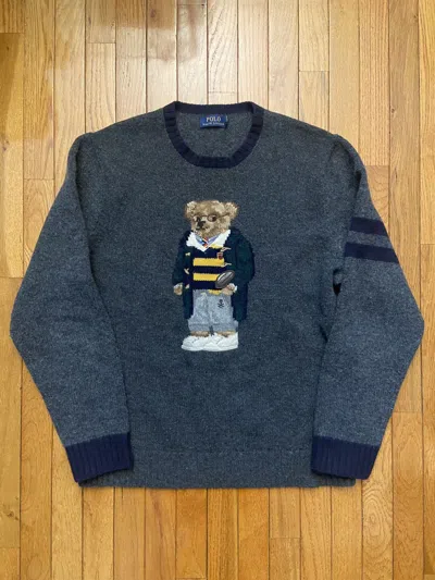 Pre-owned Polo Ralph Lauren T Polo Bear Knit In Gray