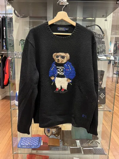 Pre-owned Polo Ralph Lauren T Polo Bear Rlx Ski Black Knit