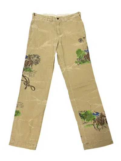 Pre-owned Polo Ralph Lauren T Printed Pant 40 In Sand