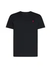 Polo Ralph Lauren Black Crewneck T-shirt With Pony Embroidery On The Front In Black