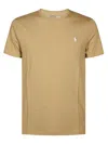 Polo Ralph Lauren Beige Crewneck T-shirt With Pony Embroidery In Cotton Man In Beige