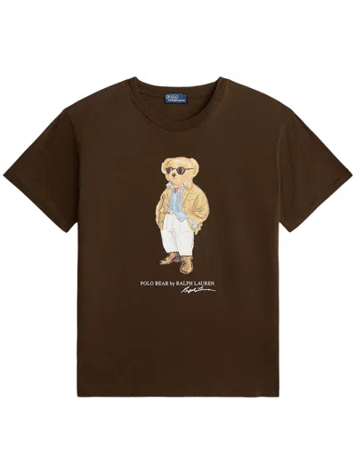 Polo Ralph Lauren Polo Bear Cotton Jersey T-shirt Clothing In Brown