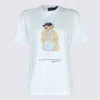 Polo Ralph Lauren Ivory Cotton Jersey T-shirt With Iconic Embroidered Polo Bear In Blue