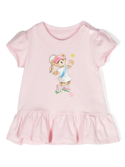 Polo Ralph Lauren Kids' T-shirt Polo Bear Con Stampa In Pink