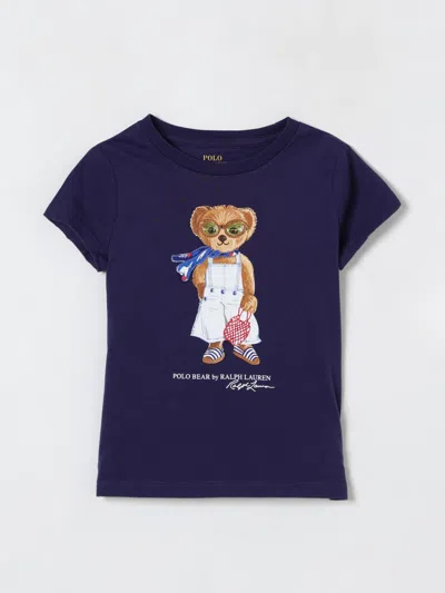 POLO RALPH LAUREN T-SHIRT POLO RALPH LAUREN KIDS COLOR BLUE,G70108009