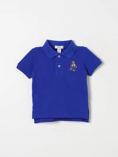 Polo Ralph Lauren Blue Polo Shirt For Baby Boy With Polo Bear