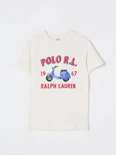 POLO RALPH LAUREN T-SHIRT POLO RALPH LAUREN KIDS COLOR WHITE,G74051001