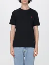 Polo Ralph Lauren Black Cotton T-shirt With Logo In Black