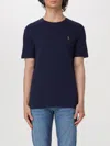 Polo Ralph Lauren Blue Crewneck T-shirt With Pony Embroidery On The Front In Blue