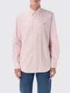 Polo Ralph Lauren Camicia In Lino A Righe Custom-fit In Pink