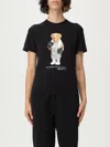 Polo Ralph Lauren Womens Polo Black Bear-print Short-sleeves Cotton-jersey T-shirt