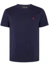 Polo Ralph Lauren Blue Crewneck T-shirt With Pony Embroidery On The Front In Blue